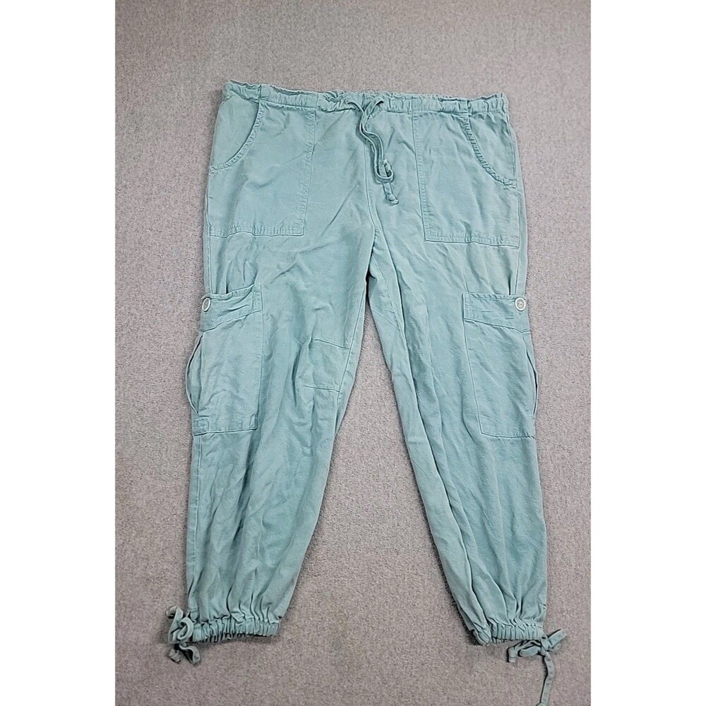 Tianello Joggers Womens XS Green Tencel Rayon Lightweight Baggy Spring Casual - Picture 1 of 15